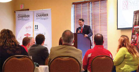 Joseph G. Lehman addresses Midland Area Chamber - click to enlarge