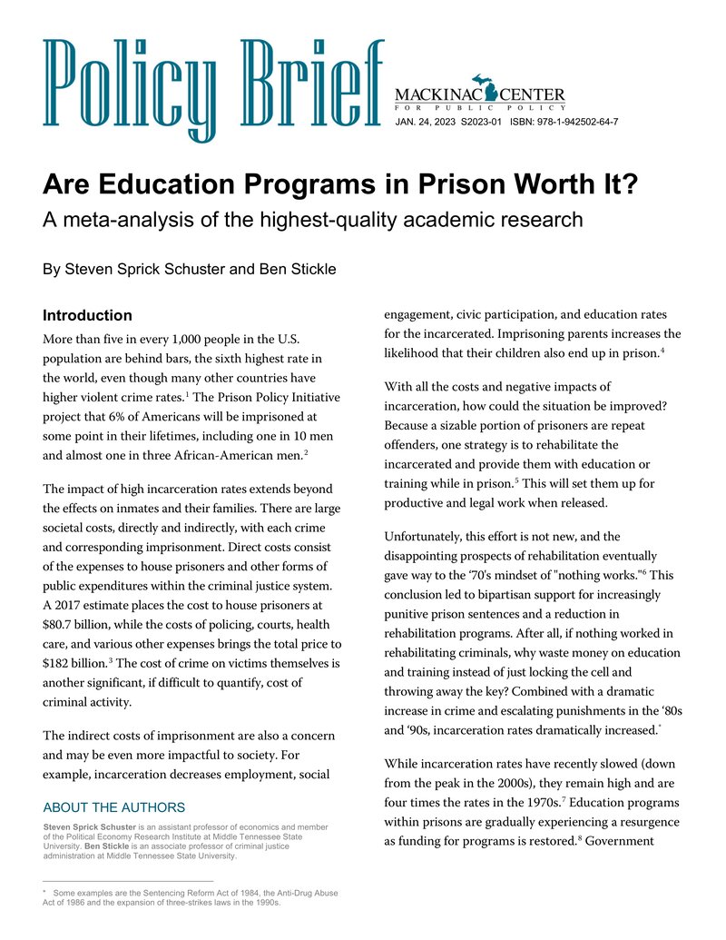 prison education research studies