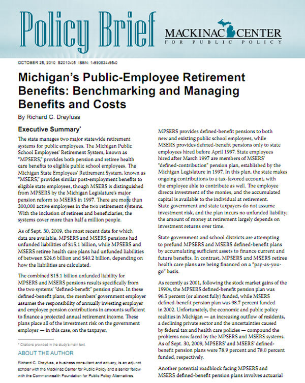 Michigan’s PublicEmployee Retirement Benefits Benchmarking and